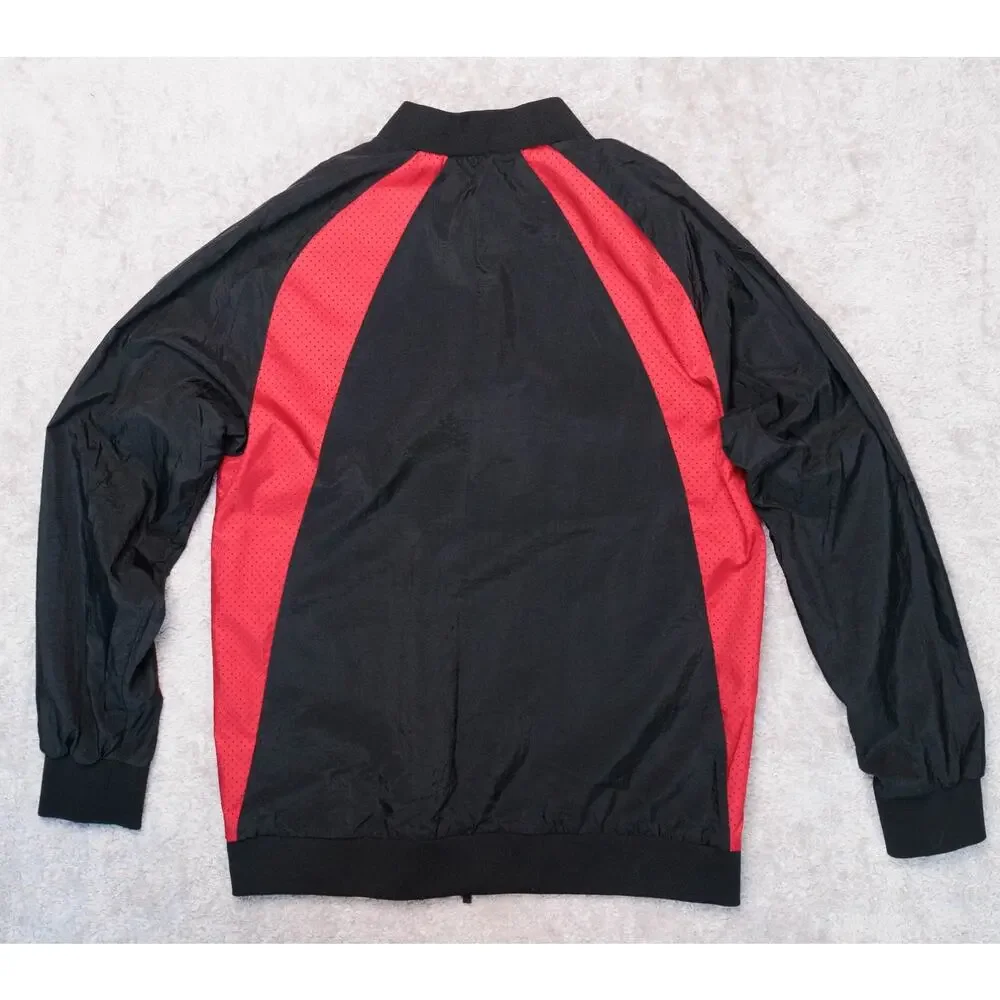 Nike Jordan Black Red Varsity Bomber Jacket Windbreaker Full Zip Mens Size L